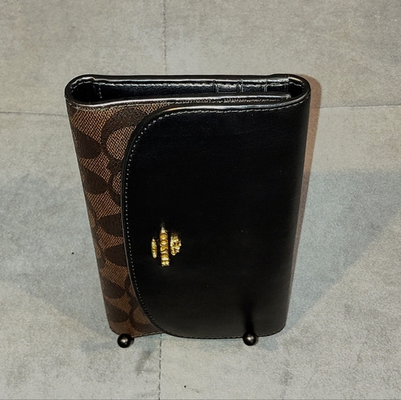 COACH SIGNATURE MONOGRAM TRI-FOLD LONG SNAP WALLET COATED CANVAS & LEATHER NWOT - Picture 5 of 15